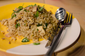 The flavors of asia with this stunning plate of exquisite fried rice, a culinary masterpiece that tantalizes the taste buds.