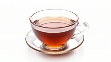 A Gentle Moment of Tranquility: A Glass Cup of Warm Tea on a White Background