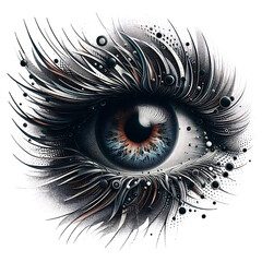 Abstract halftone eye collage element. Trendy grunge design element
