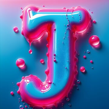 colorful J letter in bubbly and liquidy effect