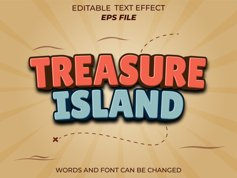 treasure island text effect, font editable, typography, 3d text for games. vector template