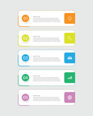 Business Infographic template. Thin line design with numbers 5 options or steps.