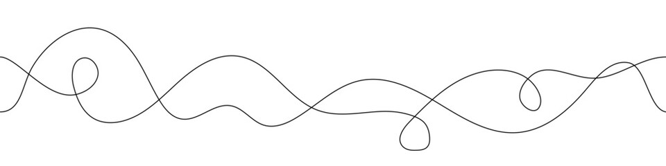 Abstract black wave line bg. Dynamic doodle energy flow on white background. Seamless messy thread with swirl pattern. Curl drawn business concept. Artistic brush stream. Chaos scribble tangled string