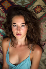 Portrait of a Young Woman with Curly Hair