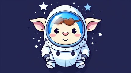 Cute Astronaut Lamb in Space