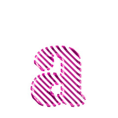 White symbol with purple diagonal ultra thin straps. letter a