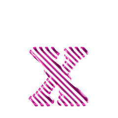 White symbol with purple diagonal ultra thin straps. letter x