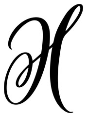 Vector calligraphy hand drawn letter H. Script font logo icon. Handwritten brush style