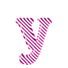 White symbol with purple diagonal ultra thin straps. letter y