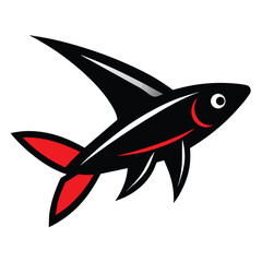 Solid color Flying Fish animal vector design