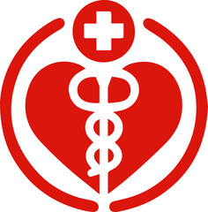 Red and White Medical Symbol Healthcare logo on a transparent background