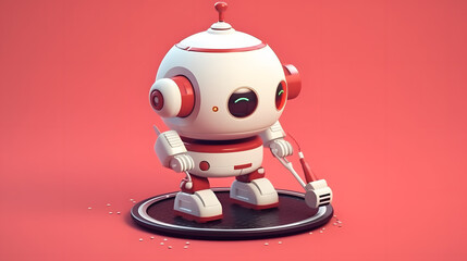 Fototapeta premium Robot Vacuum Cleaner Robot 3d Character