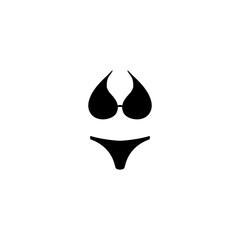 A simple, elegant black bikini silhouette against a plain white background, conveying a sense of fashion, style, and allure