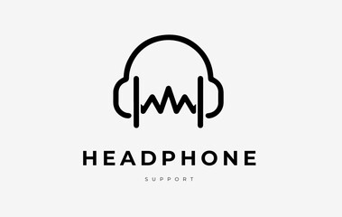 headphone vector logo design concept