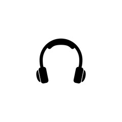 A clean and minimalist black and white icon of a headphone with a music note, perfect for representing music files and music player applications