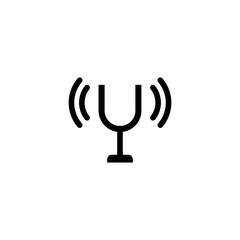 Black vector icon of a tuning fork with sound waves