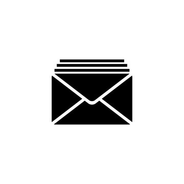 Modern, flat, black envelope icon suitable for both web and mobile applications