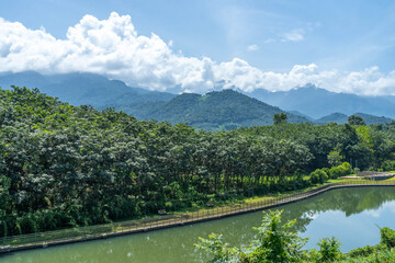 Obraz premium landscape with lake and mountains
