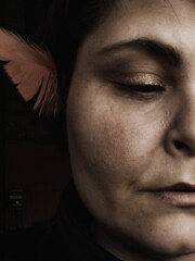 woman with feather