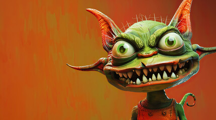 Fototapeta premium 3d Cartoon Creepy clown with a sinister smile