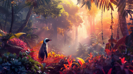Penguin in the jungle
