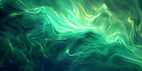 Fototapeta premium Luxury abstract wallpaper. Iridescent green liquid surface, ripples wallpaper