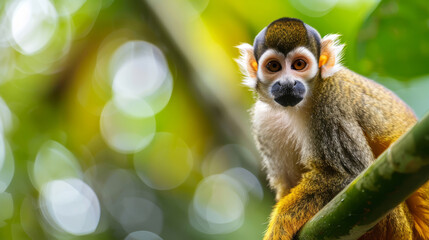Obraz premium Close-up of a squirrel monkey in natural habitat
