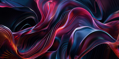 Obraz premium Dark abstract background. Iridescent curves wallpaper