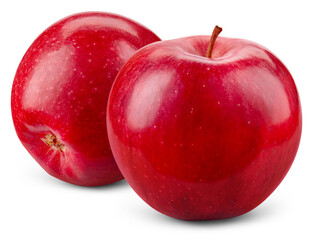 Red apple isolated png. Apple on transparent background. PNG format. Two red apples with no background. Full depth of field.