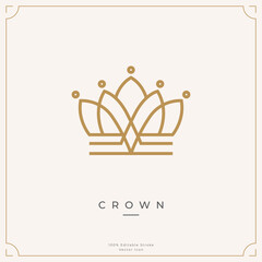 Minimalist crown logo icon template. Simple crown icon symbol