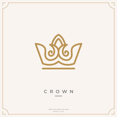 Minimalist crown logo icon template. Simple crown icon symbol