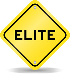 Yellow color transportation sign with word elite on white background