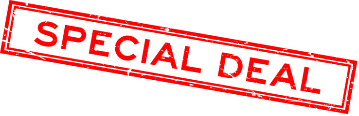 Grunge red special deal word square rubber seal stamp on white background