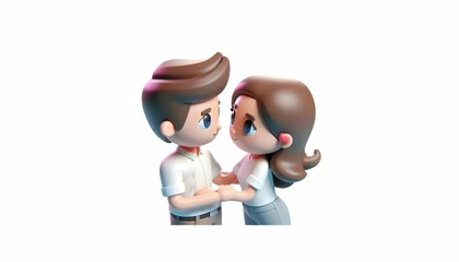 A couple looking at each other passionately. In cartoon form.