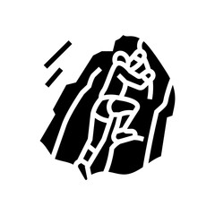 climbing mountain progress glyph icon vector. climbing mountain progress sign. isolated symbol illustration