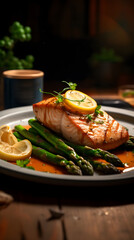 Japanese salmon fillet food photography poster background