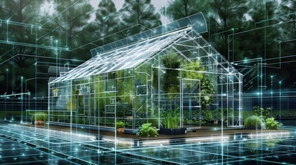 Obraz premium A greenhouse with a lot of plants inside