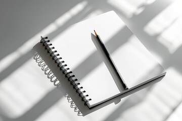 Minimalistic Notebook with Pencil on Desk