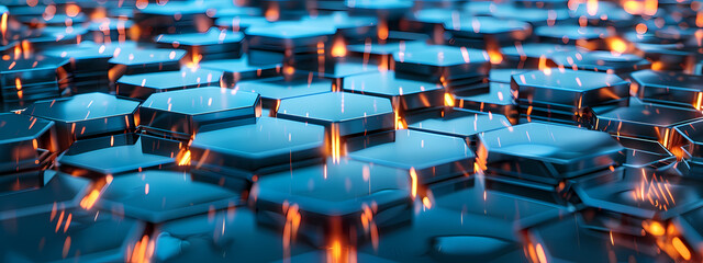 Obraz premium Futuristic Hexagonal Pattern with Ambient Lighting