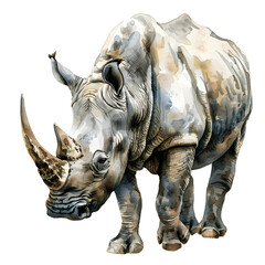 Fototapeta premium High-quality illustration of a rhinoceros isolated on transparency background, PNG cut out. Perfect for educational and wildlife content. Detailed and realistic artwork.