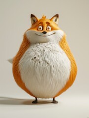 Obraz premium Fluffy orange fox smiles on white background