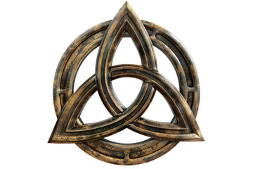 Gold And Bronze Trinity Symbol With A Circle In The Middle, 3D Render, Illustrations, Isolated On A Transparent Background.