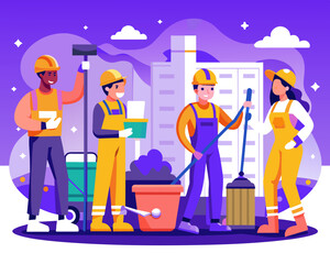 Cleaning Service flat Design Illustration.