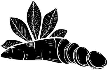cassava illustration food silhouette tropical logo tapioca icon root outline plant nature manioc tree botany farm leaf agriculture raw shape farmland plantation vegetable for vector graphic background