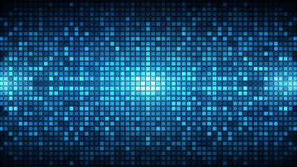 Dark background with blue pixel pattern. Vector illustration of abstract bg with geometric square elements grid. digital backdrop with dissolve rectangle dot particle mosaic gradient texture.