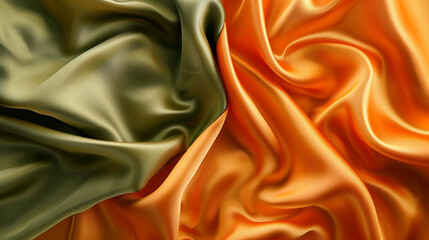 Fototapeta premium Orange and Olive silk background 