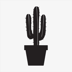 cactus in pots vector silhouette 