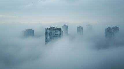 Fototapeta premium Hazy day on inversion weather and fog
