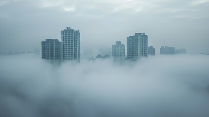 Obraz premium Hazy day on inversion weather and fog