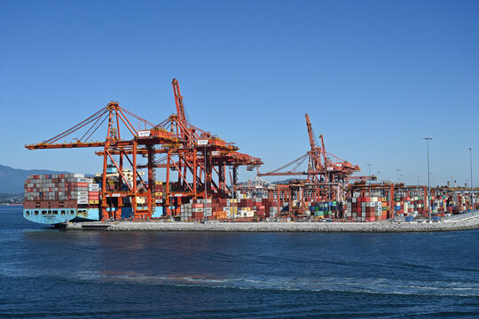 Vancouver, BC, Canada - August 14, 2023: General view Vancouver Centerm Terminal.